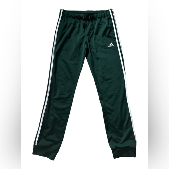 adidas Pants - Adidas track pants emerald green with white stripes on side